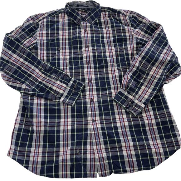 Nautica Shirt Mens XL Blue Red Green Plaid Classic Fit Button Down Long Sleeve - Picture 1 of 6